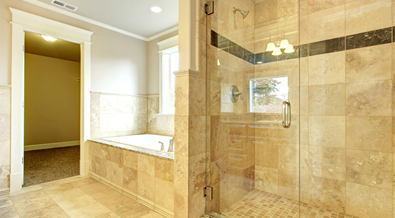 polished glass shower door